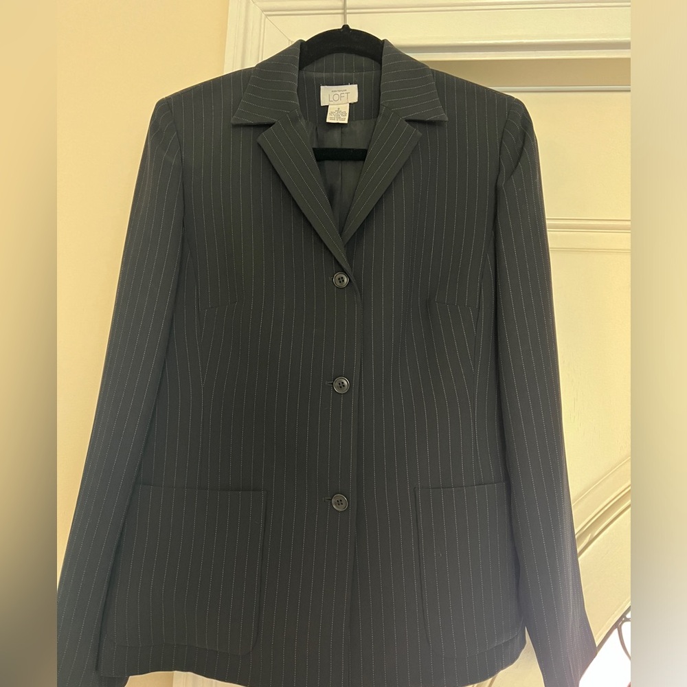 LOFT Black Pinstripe Blazer